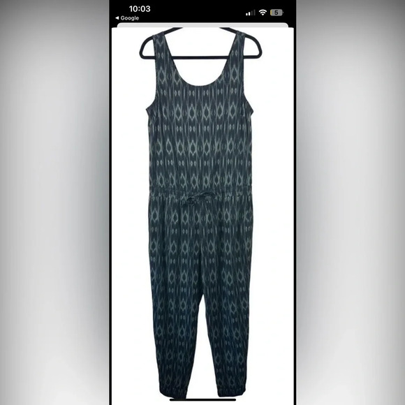 Athleta cross over back jumpsuit green and black size 4 - Picture 3 of 3